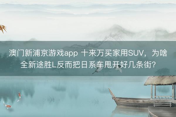 澳門新浦京游戲app 十來(lái)萬(wàn)買家用SUV，為啥全新途勝L反而把日系車甩開好幾條街?